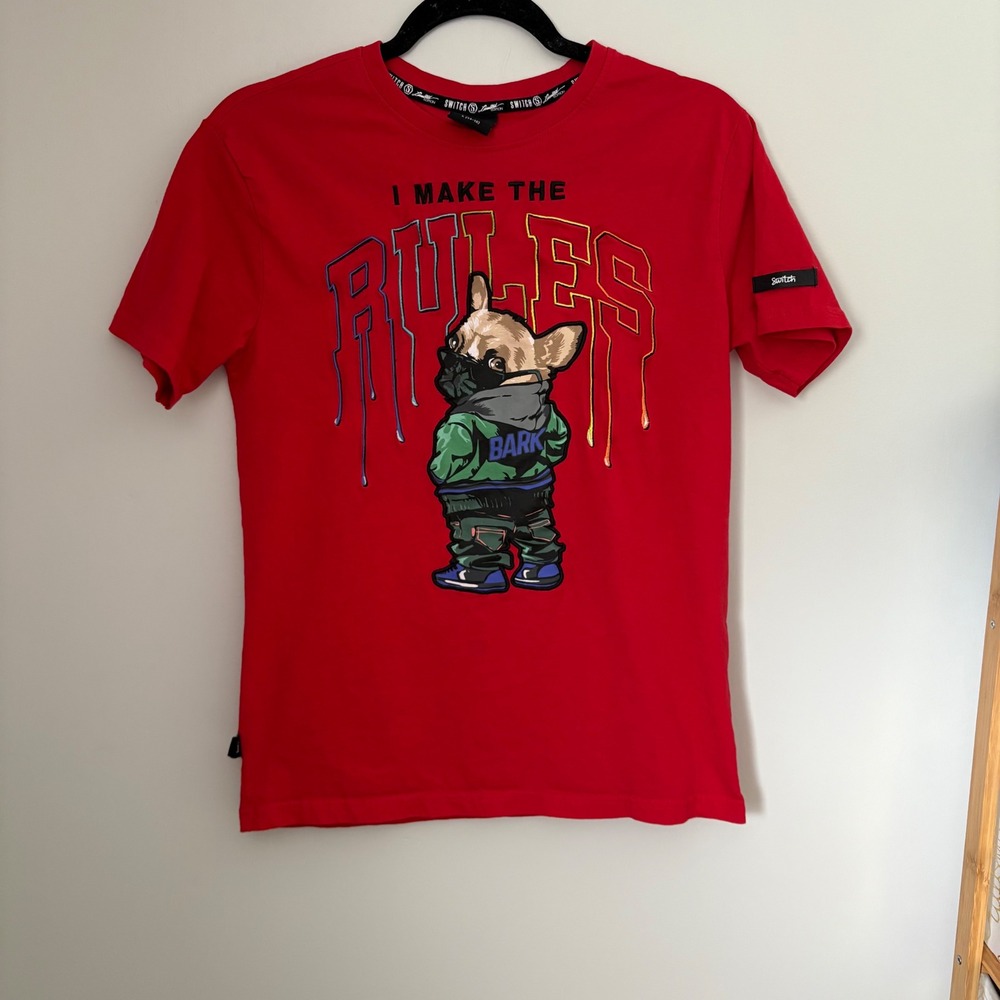 Switch Remarkable Limited Edition Red T Shirt Kids L (14-16) Embroidered Bulldog